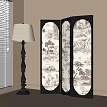 French Folding Screen Floor Lamp 3d model