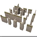 Ancient Historical Stone Architectural Ruins With Broken Weathered Moss Covered Walls