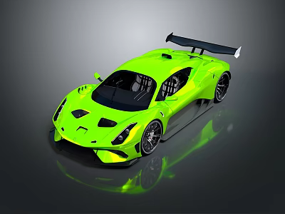 Green High Performance Sports Car With Sleek Design Rear Wing And Sporty Wheels 3d model