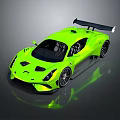 Green High Performance Sports Car With Sleek Design Rear Wing And Sporty Wheels