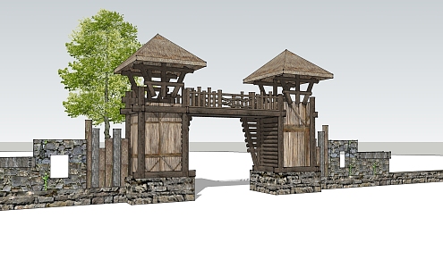 New Chinese Style Gate Scenic Area 3d model