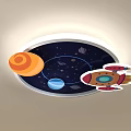 Space Themed Ceiling Light with Colorful Planets Rocket and Stars Design 3d model