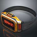 Vintage Style Electronic Watch Featuring Digital Display Black Strap And Yellow Frame