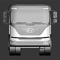 White Hyundai Functional Truck With Open Bed Gravel And Yellow Stripes 3d model