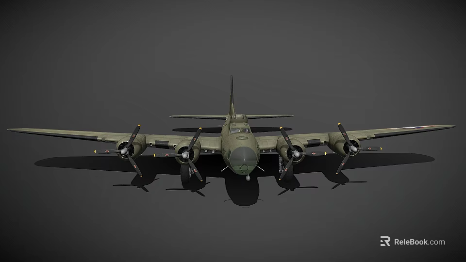 Military Fighter Jet With Four Propeller Engines And Green Camouflage Design 3d model 