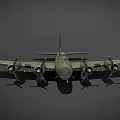 Military Fighter Jet With Four Propeller Engines And Green Camouflage Design