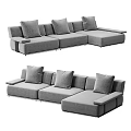 Modern Grey Fabric Sofa Set With Multiple Cushions Modular Design And Armrests 3d model