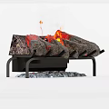 Realistic Electric Fireplace With Flaming Logs Metal Stand And Pebble Base