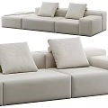 Comp fabric three-seat sofa tofu block sofa 3d model