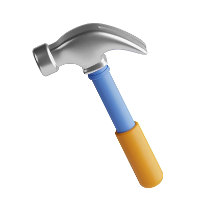 Metallic Silver Hammer With Blue And Orange Handle As Hand Construction Tool 3d model Metallic Silver Hammer With Blue And Orange Handle As Hand Construction Tool 3d model