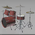 Professional Red Complete Drum Set With Multiple Drums Cymbals And Stainless Steel Hardware