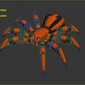Red And Black Mechanical Spider Robot With Detailed Legs And Shiny Surface