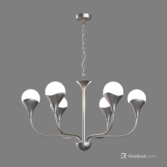Modern Chandelier With Multiple White Bulbs And Metal Frame Design 3d model