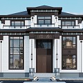 Three-storey New Chinese Complex Villa High-end Villa with Small Balcony 3d model