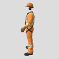 Firefighting Equipment Featuring Orange Suit With Reflective Strips And Safety Harness