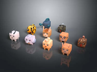 Cute Animal Shaped Piggy Banks As Colorful Decorative Household Items For Saving Money 3d model