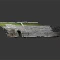 Ancient Roman Theater Model With Stone Seating Archway Entrance And Green Top