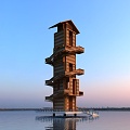 New Chinese Watchtower Landscape Tower 3d model