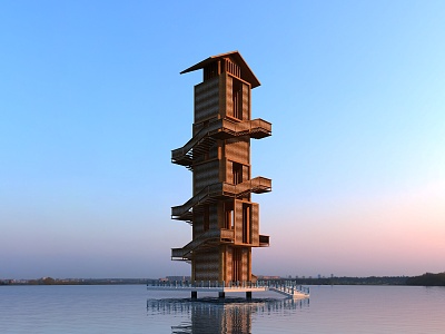 New Chinese Watchtower Landscape Tower 3d model