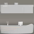Cream wind curved bar reception desk 3d model