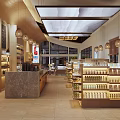 MINGSUN Front Desk Reception Area Modern Lounge With Sofa Plants Wooden Ceiling And Large Windows