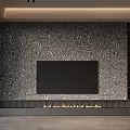 Modern TV Wall With Patterned Textured Background Central Flat Screen TV And Fireplace Design