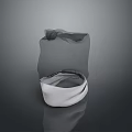 Gray Mesh Fabric Storage Bag With White Bottom And Reflective Surface Design