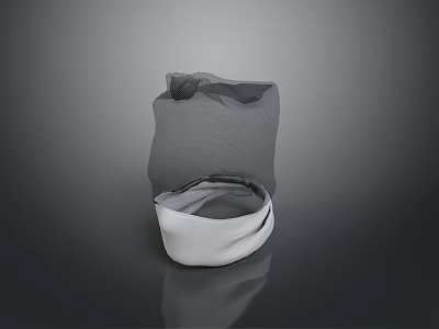 Gray Mesh Fabric Storage Bag With White Bottom And Reflective Surface Design 3d model