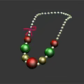 Festive Colorful Necklace With Red Green Gold Beads And Red Bow Design
