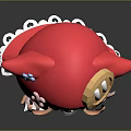 Chibi Game Movie Character With Red Hood Flower Decorations Green Eyes And Lace Details