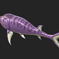 Purple Striped Fantasy Fish With Large Mouth Sharp Teeth And Fins
