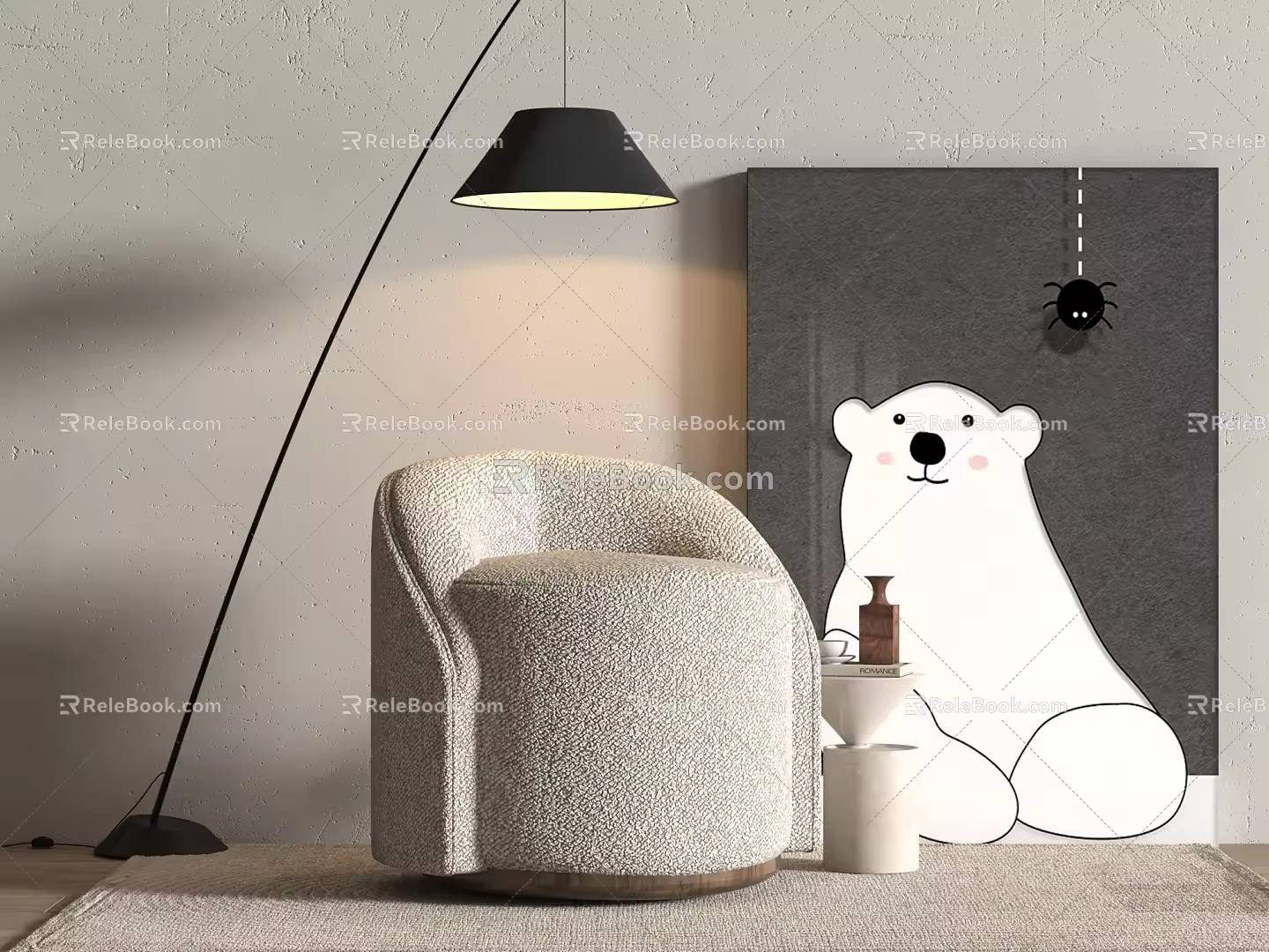 Quiet Style Stool Cream Style Stool Low Stool Fabric Stool Round 3d model