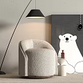Quiet Style Stool Cream Style Stool Low Stool Fabric Stool Round 3d model