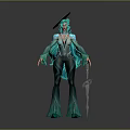 Fantasy Female Character In Green Outfit With Hat And Sword Design