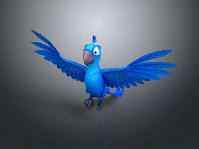 Vibrant Blue Parrot With Spread Wings And Detailed Feathers In Vivid Flying Pose 3d model