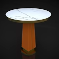 Elegant Marble Round Side Table With Orange Base And Gold Trim Details 3d model