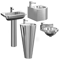 Modern Stainless Steel Washbasins With Pedestal Countertop And Wall Mounted Styles