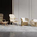 Modern Rattan Leisure Chairs with Different Designs and Comfortable Cushions in Indoor Space