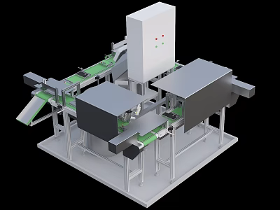 Industrial Equipment With Automated Conveyor Belts Control Panel And Metal Frame 3d model