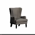 Light Gray Wingback Accent Chair with Brass Nailhead Trim Black Wooden Legs by Dantone Home