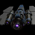 Sci-Fi Spaceship With Sleek Metallic Design Purple Engines And Cockpit 3d model