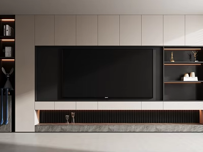 Sleek Modern TV Wall With Cabinets And Ambient Lighting 3d model