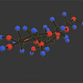 Detailed Medical Device Molecular Structure 3D Model Display with Blue and Red Spheres