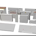 Gray Metal Components For Furniture Equipment With Various Shapes Sizes And Wooden Parts