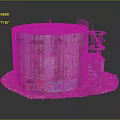 Rusty Metal Oil Tank With Colorful Graffiti Metal Staircase And Decorative Base
