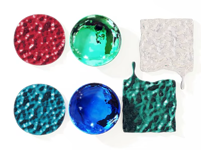Modern Decorative Wall Decor With Circular And Square Shapes In Vibrant Colors 3d model