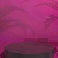 Elegant Pink Background With Palm Leaf Silhouettes And Round Product Display Platform 3d model