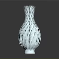 Modern Glass Sculpture Vase with Spiral Striped Blue and White Design