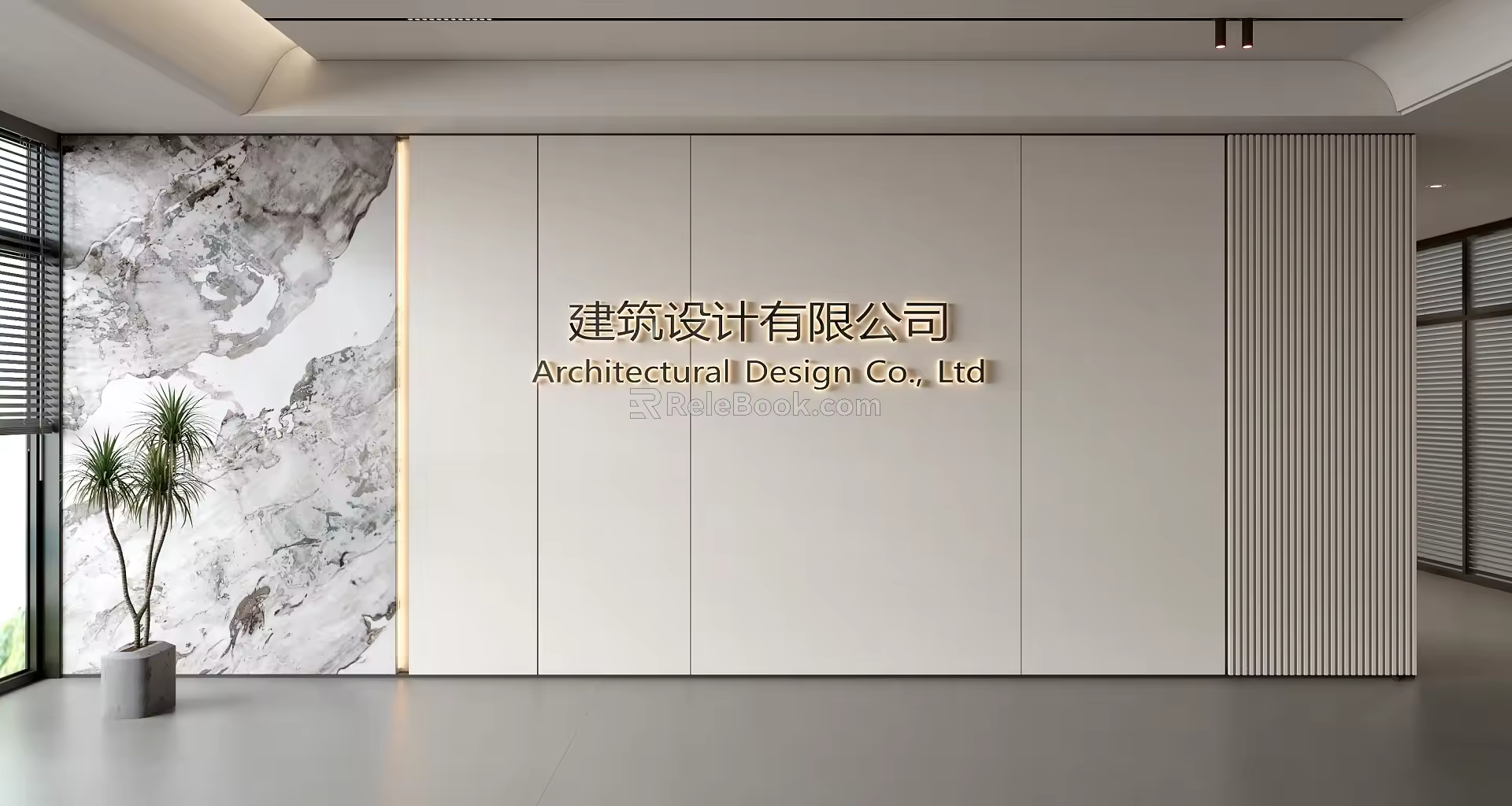 Modern Front Desk Background Wall Simple Background Wall Front Desk Reception Area Background Wall Company Front Desk Background Wall 3d model