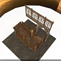 Architectural Wooden Staircase With Intricate Carved Railing And Interior Structure